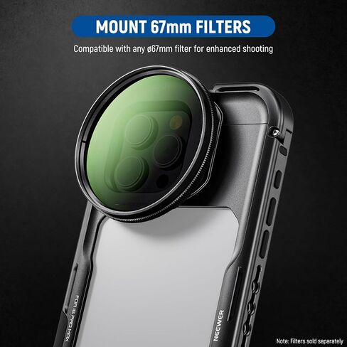 NEEWER 16 Pro Max Cage, Quick Release Video Rig Phone Stabilizer Compatible with iPhone 16 Pro Max with Adapters of 67mm Filter, 17mm Lens & T Mount Lens, Full Camera Control Access, PA074 in Kuwait