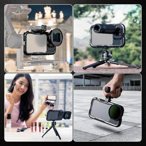 NEEWER 16 Pro Max Cage, Quick Release Video Rig Phone Stabilizer Compatible with iPhone 16 Pro Max with Adapters of 67mm Filter, 17mm Lens & T Mount Lens, Full Camera Control Access, PA074 in Kuwait