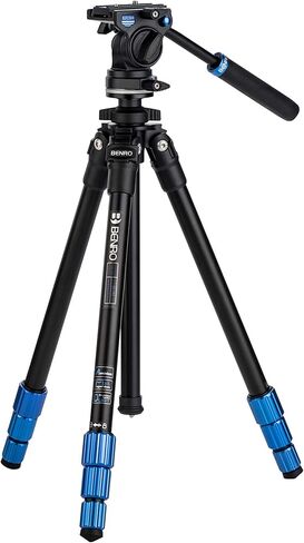 Benro Sling-Travel Tripod Kit w/ S2CSH Pan/Tilt Head – Aluminum 4-Section, 57″ Max Height, 5.5 lb Load, Arca-Swiss Plate & Case – Ideal for Mirrorless & DSLR Video (TSL08AS2CSH) in Kuwait