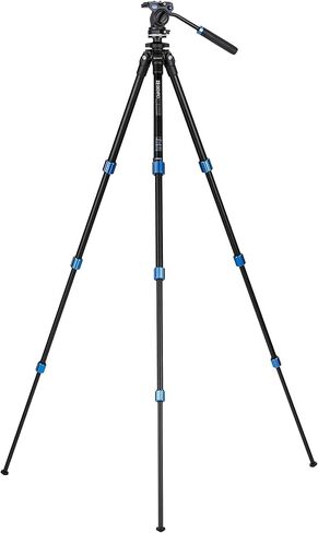 Benro Sling-Travel Tripod Kit w/ S2CSH Pan/Tilt Head – Aluminum 4-Section, 57″ Max Height, 5.5 lb Load, Arca-Swiss Plate & Case – Ideal for Mirrorless & DSLR Video (TSL08AS2CSH) in Kuwait