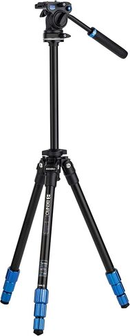 Benro Sling-Travel Tripod Kit w/ S2CSH Pan/Tilt Head – Aluminum 4-Section, 57″ Max Height, 5.5 lb Load, Arca-Swiss Plate & Case – Ideal for Mirrorless & DSLR Video (TSL08AS2CSH) in Kuwait