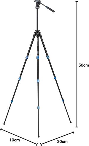 Benro Sling-Travel Tripod Kit w/ S2CSH Pan/Tilt Head – Aluminum 4-Section, 57″ Max Height, 5.5 lb Load, Arca-Swiss Plate & Case – Ideal for Mirrorless & DSLR Video (TSL08AS2CSH) in Kuwait