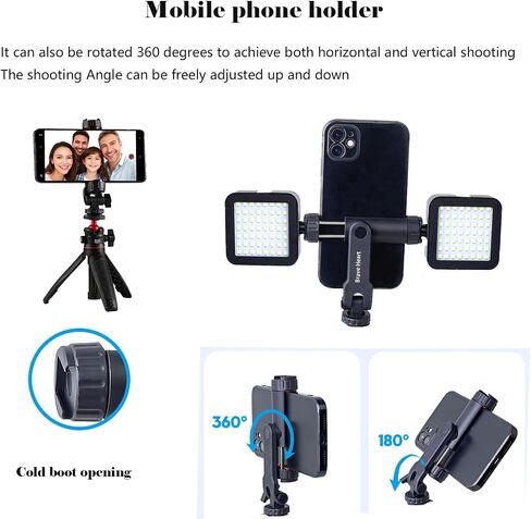 Black Mini Tripod Phone Stand with 1/4" Screw for iPhone/Insta 360 X5/ DJI/OSMO/Pocket 3 /Sony/Canon/Nikon/Cameras, Extendable Handheld Vlogging Video Filming Table Stand in Kuwait