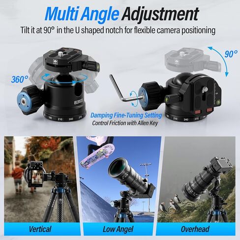 SIRUI AM-40 Low Profile Ball Head, Professional Heavy Duty 40mm Tripod Ball Head, 360° Panoramic CNC Aluminium Alloy Tripod Head for DSLR Camera, Camcorder, Quick Release Plate, Max Load 55lbs/25KG in Kuwait