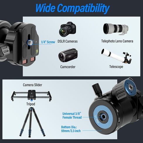 SIRUI AM-40 Low Profile Ball Head, Professional Heavy Duty 40mm Tripod Ball Head, 360° Panoramic CNC Aluminium Alloy Tripod Head for DSLR Camera, Camcorder, Quick Release Plate, Max Load 55lbs/25KG in Kuwait