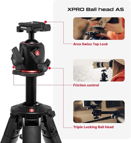 Manfrotto ONE Photo, Aluminum Tripod Kit, XPRO Ball Head Arca Swiss, 26.4lbs Load, 90° Horizontal Column, XTEND Legs Fast Setup, Modular Feet, Professional Photo Tripod Kit, DSLR & Mirrorless Cameras in Saudi Arabia