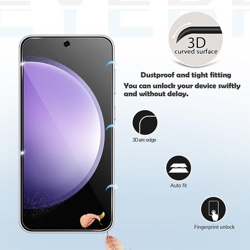 Galaxy S23 FE HD Clear Tempered Glass Screen Protector + Camera Lens Protectors, [2+2 Pack] [3D Glass] [Fingerprint Support] Screen Protector Glass For Samsung Galaxy S23 FE in Kuwait