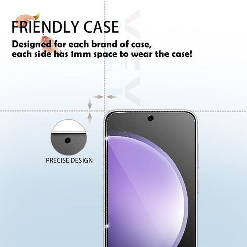 Galaxy S23 FE HD Clear Tempered Glass Screen Protector + Camera Lens Protectors, [2+2 Pack] [3D Glass] [Fingerprint Support] Screen Protector Glass For Samsung Galaxy S23 FE in Kuwait