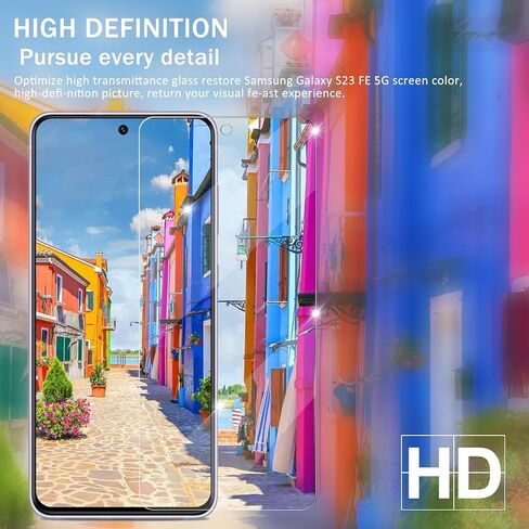 Galaxy S23 FE HD Clear Tempered Glass Screen Protector + Camera Lens Protectors, [2+2 Pack] [3D Glass] [Fingerprint Support] Screen Protector Glass For Samsung Galaxy S23 FE in Kuwait