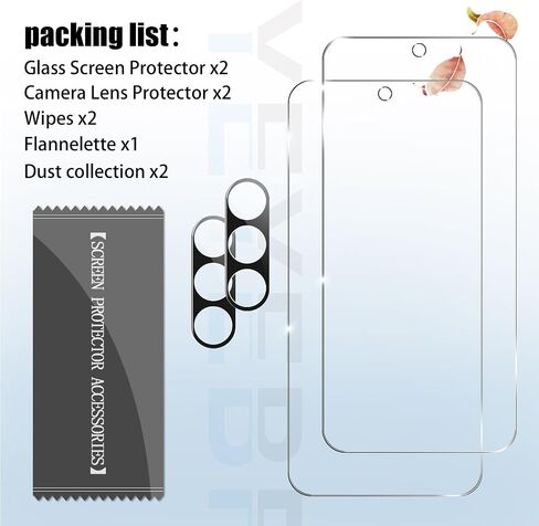 Galaxy S23 FE HD Clear Tempered Glass Screen Protector + Camera Lens Protectors, [2+2 Pack] [3D Glass] [Fingerprint Support] Screen Protector Glass For Samsung Galaxy S23 FE in Kuwait