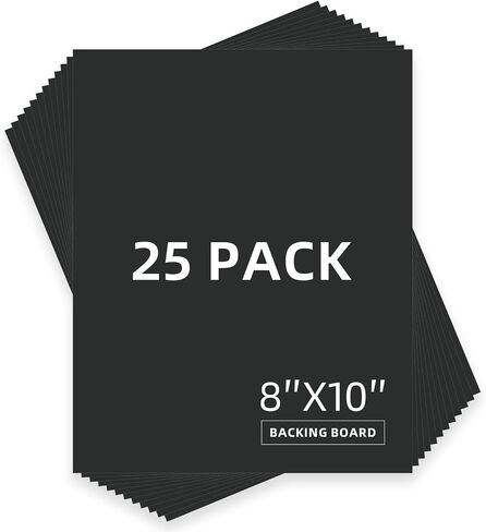 Somime 25 Pack Backing Boards, Acid-Free 8x10 Uncut Black Matboards | Backerboards for Art Prints, Ideal for Photos/Pictures/Prints/Frames in Kuwait