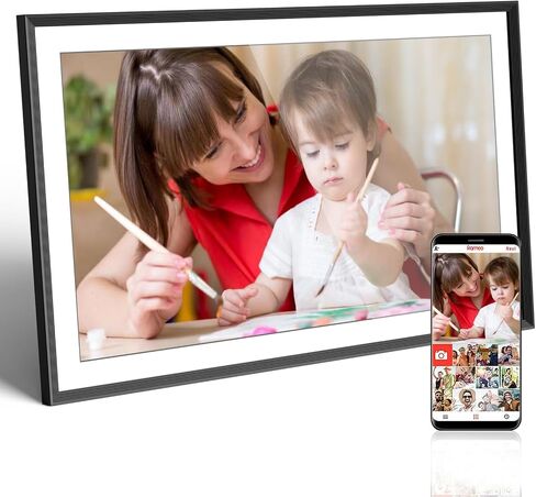 Frameo WiFi Digital Picture Frame 10.1 Inch, IPS HD Touch Screen Smart Electronic Photo Frame, Auto-Rotate Slideshow, Load Photos from Phone via App, Digital Picture Frames Gift for Family in Kuwait