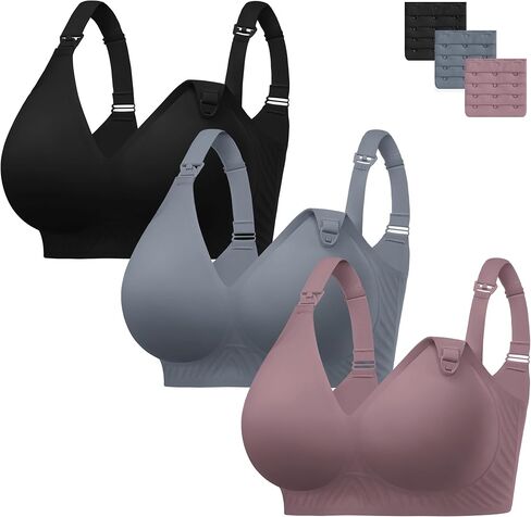 habibee 3 Pack Nursing Bras for Breastfeeding Women Plus Size Seamless Maternity Bra for Pregnancy with Extenders in Saudi Arabia
