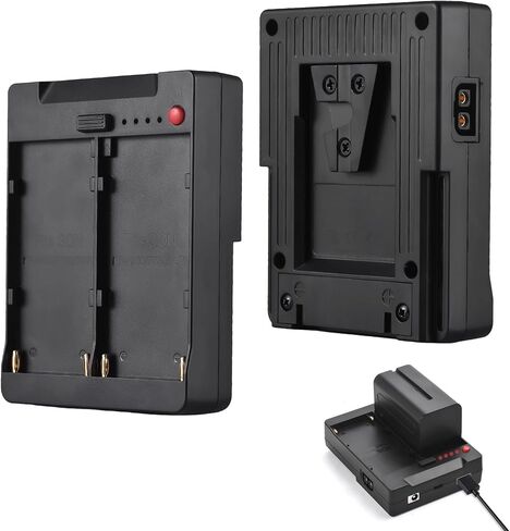 LICAEVEY Dual NP F to V Mount Adapter Plate, 2 Slot Battery Converter for NP F970 / F750 / F550 with USB C/D Tap/DC Outputs, 14V V Lock Power for Camera Monitor LED Light in Kuwait