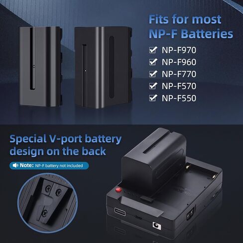 LICAEVEY Dual NP F to V Mount Adapter Plate, 2 Slot Battery Converter for NP F970 / F750 / F550 with USB C/D Tap/DC Outputs, 14V V Lock Power for Camera Monitor LED Light in Kuwait