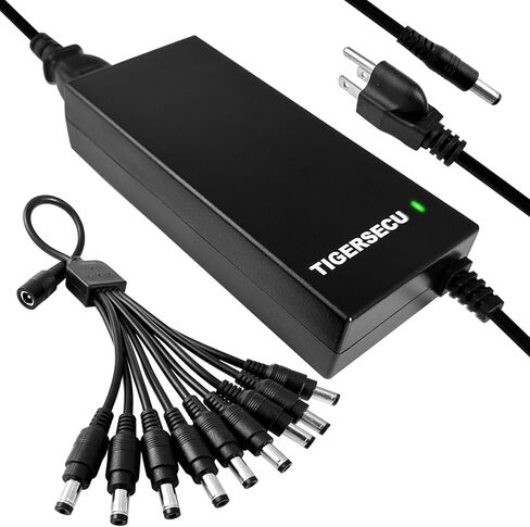 12V 8A Security Camera and DVR Power Adapter with 9-Way Splitter | 100V-240V Input, 2.1x5.5mm Plug, Compatible with Lorex, Night Owl, Swann, ZOSI, Reolink, Annke IP and BNC Cameras in Kuwait