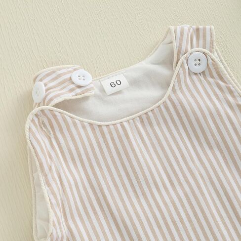Newborn Baby Boy Girl Summer Clothes Striped Bubble Romper Onesie | Sleeveless Baby Romper One Piece Bodysuit Striped Overalls Jumpsuit Infant Casual Onesie Baby 0-18M in Kuwait