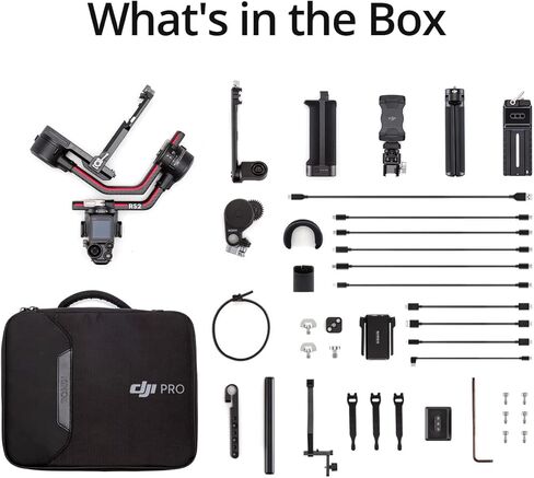 DJI RS 2 Combo - 3-Axis Gimbal Stabilizer for DSLR and Mirrorless Cameras, Nikon, Sony, Panasonic, Canon, Fuji, 10lbs Tested Payload, 1.4" Full-Color Touchscreen, Carbon Fiber Construction, Black | Includes transmitter, focus motor and carry case for film in Kuwait