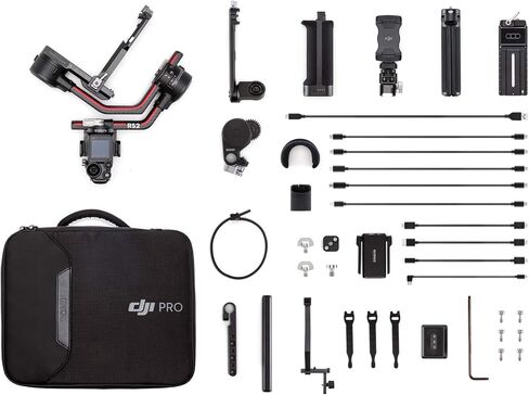 DJI RS 2 Combo - 3-Axis Gimbal Stabilizer for DSLR and Mirrorless Cameras, Nikon, Sony, Panasonic, Canon, Fuji, 10lbs Tested Payload, 1.4" Full-Color Touchscreen, Carbon Fiber Construction, Black | Includes transmitter, focus motor and carry case for film in Kuwait