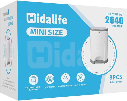 HIDALIFE Refills Compatible with Dekor Mini Diaper Pails, Disposable Diaper Trash Bags, Extra Thick Diaper Pail Refill Liners, Hold Up to 1320 Diapers (4 Pack) in Kuwait