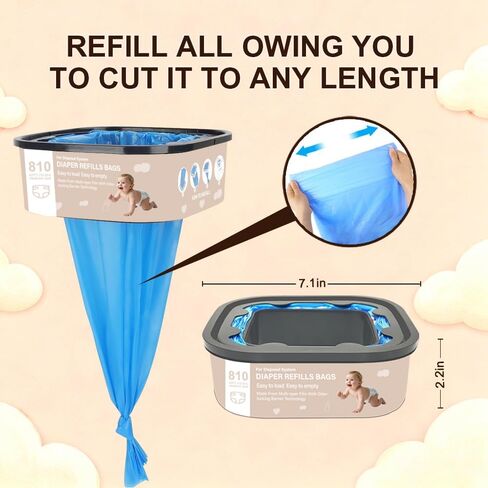 Jumbo Square Refills Disposal Bags Refill Compatible with Compatible with Diaper Genie Classic, Compact and Select Pails,Hold Up to 810 Newborn-Sized Diapers Per Refill, Pack of 3 in Kuwait