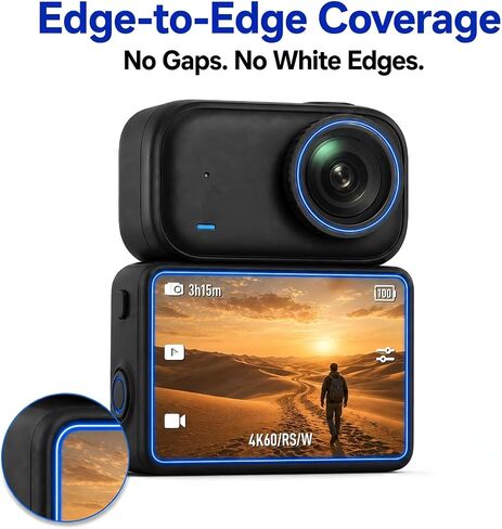 Custom Fit for Insta360 Go Ultra Camera Screen Lens Protector – 2 Tempered Glass Screen Protective Cover + 2 Lens PET Protector, Full-Screen Edge-to-Edge, Crystal Clear, Bubble-Free, Anti-Scratch in Kuwait