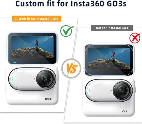 Custom Fit for Insta360 GO3s/Insta 360 GO 3s Camera Screen Protector and Lens Guard – [2Pcs]+[1Pcs] 9H Hardness Tempered Glass , Full-Screen Edge-to-Edge, Crystal Clear, Bubble-Free, Anti-Scratch in Kuwait