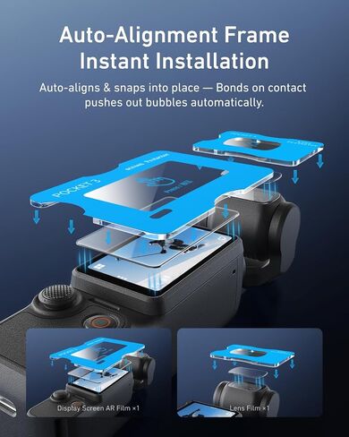 TELESIN [AR-Ultra Screen&Lens Protector for DJI Osmo Pocket 4 3 Xtra Muse | AR Anti-Reflective Coating for Outdoor Vlogging, with Easy-Install Auto-Align Frame, 9H, Pocket 4 3 Accessories, 1 Set in Kuwait
