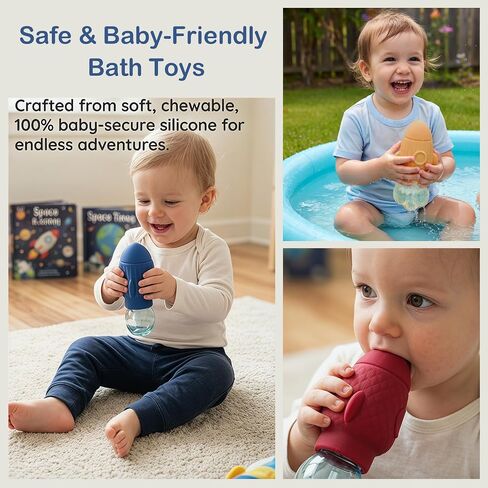 3pk Silicone Bath Toys for Toddlers 1–5 Sensory Water Squeeze Play in Kuwait