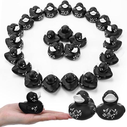 Sotiff 24 Pcs Musical Notes Rubber Ducks Bulk Music Mini Rubber Duckies White Black Ducks for Music Party Decor Birthday Decoration Choir Gift Musical Bridal Shower Supply(White) in Kuwait