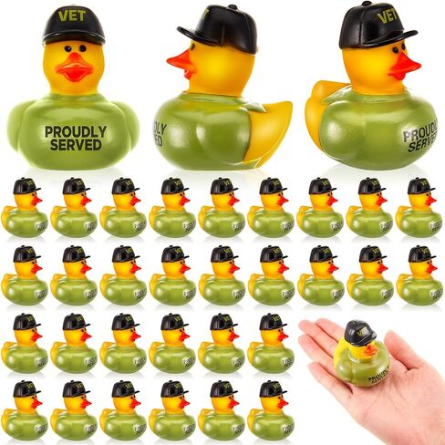 Deekin 24 Pcs Veteran Rubber Ducks Bulk 2 Inch Rubber Ducks Party Favor Veteran Decorations for Birthday Pool Party Occupation Cosplay in Kuwait