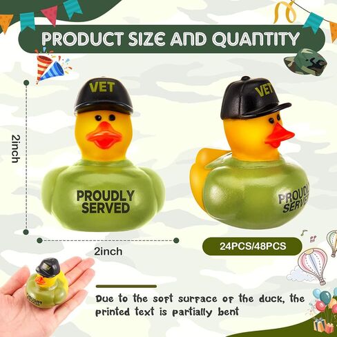 Deekin 24 Pcs Veteran Rubber Ducks Bulk 2 Inch Rubber Ducks Party Favor Veteran Decorations for Birthday Pool Party Occupation Cosplay in Kuwait