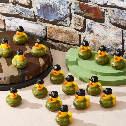 Deekin 24 Pcs Veteran Rubber Ducks Bulk 2 Inch Rubber Ducks Party Favor Veteran Decorations for Birthday Pool Party Occupation Cosplay in Kuwait