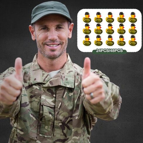 Deekin 24 Pcs Veteran Rubber Ducks Bulk 2 Inch Rubber Ducks Party Favor Veteran Decorations for Birthday Pool Party Occupation Cosplay in Kuwait