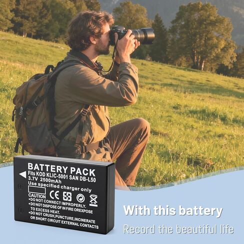 2X KLIC-5001 Battery + LCD USB Charger for Kodak Easyshare P712 P850 P880 Z730 Z760 Z7590 DX6490 DX7440 DX7590 DX7630 Zoom and Sanyo DB-L50 DMX-WH1 HD1010 FH11 HD2000 VPC-WH1 HD2 in Kuwait