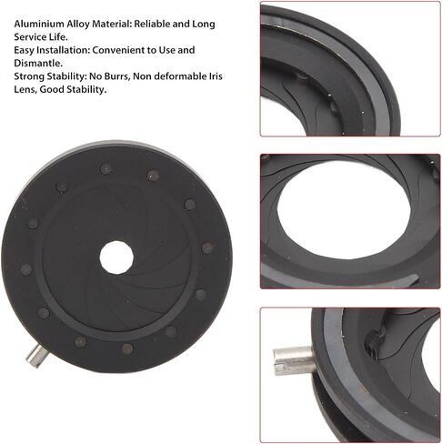 Adjustable Iris Aperture Diaphragm 1.2 to 18mm, Manual Lens Adapter with 12 Blades, Aluminum Alloy Iris Diaphragm for Camera Microscope Optical Systems in Kuwait