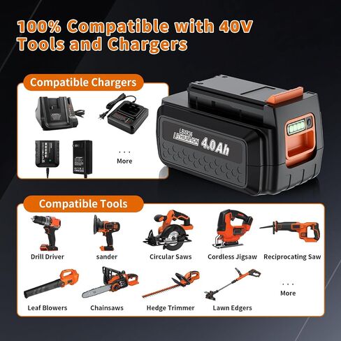 2 Pack 40V 3.5Ah Replacement for Black and Decker 40V Battery LBX2040 LBXR36 LBXR2036 LST540 LBX1540 LST136W Compatible with Black and Decker All 40V Power Tools and Charger in Kuwait