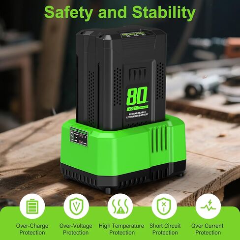 1 Pack 3.0Ah Battery Replacement for Greenworks 80V Battery, Compatible with Greenworks 80V Power Tools, Single-Port 80V Charger Compatible with Greenworks Pro 80V Battery in Kuwait