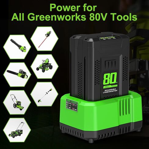 1 Pack 3.0Ah Battery Replacement for Greenworks 80V Battery, Compatible with Greenworks 80V Power Tools, Single-Port 80V Charger Compatible with Greenworks Pro 80V Battery in Kuwait