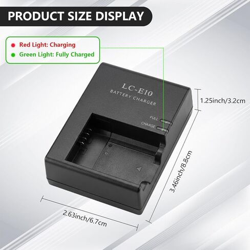 LC-E10 LC-E10E LP-E10 LC-E10C Quick Battery Charger Compatible with Canon EOS Rebel T7 T6 T5 T3 T100 4000D 3000D 2000D 1500D 1300D 1200D 1100D DSLR Digital Camera in Kuwait