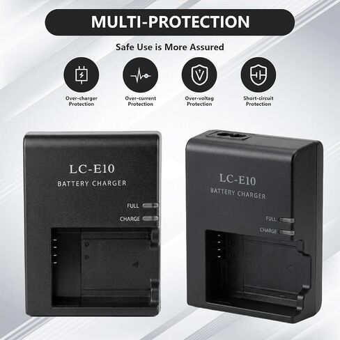 LC-E10 LC-E10E LP-E10 LC-E10C Quick Battery Charger Compatible with Canon EOS Rebel T7 T6 T5 T3 T100 4000D 3000D 2000D 1500D 1300D 1200D 1100D DSLR Digital Camera in Kuwait