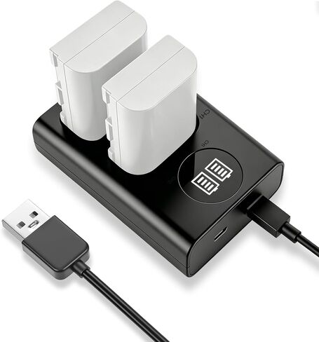 LP-E6 USB Dual Slot Charger for Canon EOS R6 Mark II R5 R6 R7 | Smart Camera Battery Charger for Canon LP-E6N LP-E6NH, Fits 5D Mark IV III II 6D II 90D 80D in Kuwait