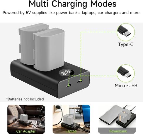 LP-E6 USB Dual Slot Charger for Canon EOS R6 Mark II R5 R6 R7 | Smart Camera Battery Charger for Canon LP-E6N LP-E6NH, Fits 5D Mark IV III II 6D II 90D 80D in Kuwait
