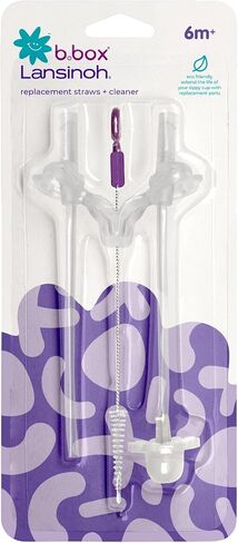 Lansinoh b.box Sippy Cup Replacement Straw Pack | Includes 1 Cleaning Brush, 1 Standard and 1 Weighted Straw, | Fits Sippy Cups in Saudi Arabia