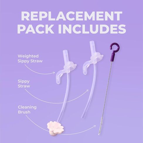 Lansinoh b.box Sippy Cup Replacement Straw Pack | Includes 1 Cleaning Brush, 1 Standard and 1 Weighted Straw, | Fits Sippy Cups in Saudi Arabia