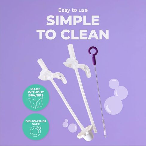 Lansinoh b.box Sippy Cup Replacement Straw Pack | Includes 1 Cleaning Brush, 1 Standard and 1 Weighted Straw, | Fits Sippy Cups in Saudi Arabia