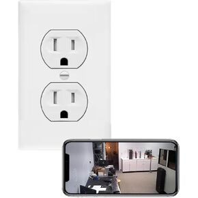 4K Tuya Smart Life Power Outlet Receptacle Wi-Fi Spy Camera 120V Wired (White/Round/Video only, No Audio) in Saudi Arabia