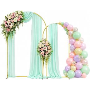 Metal Arch Backdrop Stand Set (7.2 ft + 6 ft), Wedding Arch Frame, Stable Backdrop Stand with Square Base Ground Pegs, Suitable for Birthday Parties, Baby Shower Wreath Decorations (2-Piece Set) in Saudi Arabia