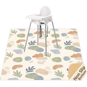 Splat Mat for Under High Chair, Waterproof Washable High Chair Floor Mat | 51"×51" Reusable Splash Mat, Non-slip Backing, Wipeable Floor Protector and Food Mat for Baby Meals, BLW, Crafts, Play in Saudi Arabia
