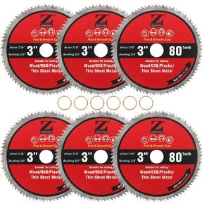 ZORUNNA 6Pcs 3 Inch Circular Saw Blade, 36T Wood Cut Off Wheel | Fast Clean Cutting with Tungsten Carbide Tipped, With 7/16" Arbor and 3/8" Bushing, for Plywood Plastic PVC Aluminum in Saudi Arabia